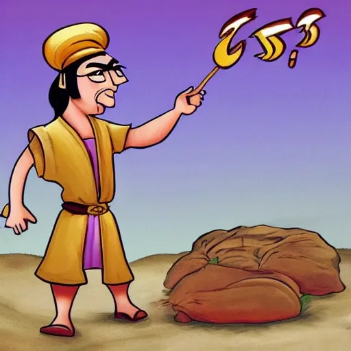 , Cartoon, Ali Baba, 2D, for PPT, man, question