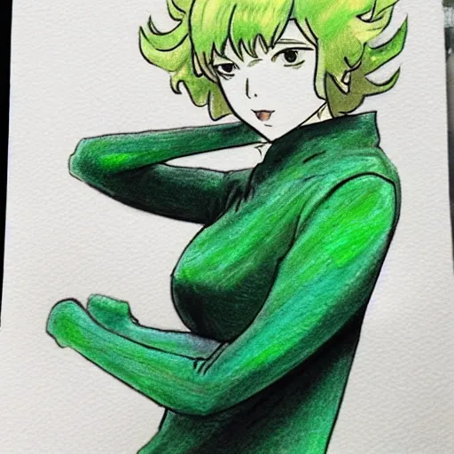 Tatsumaki, Water Color, Pencil Sketch