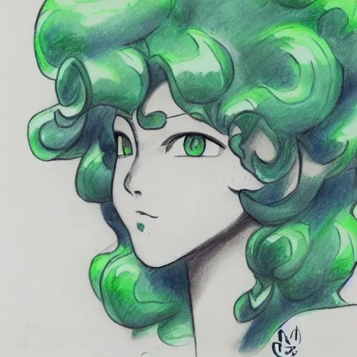 Tatsumaki, Water Color, Pencil Sketch