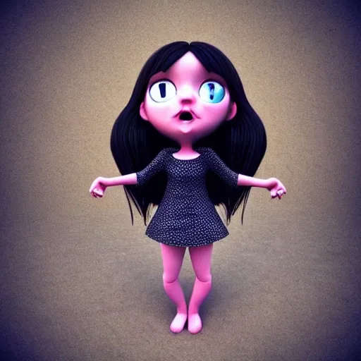 , 3D, girl, big eyes, black hair, brave