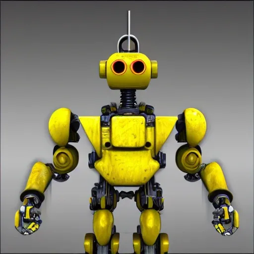 , Cartoon, 3D,
weathered yellow cyberpunk robot