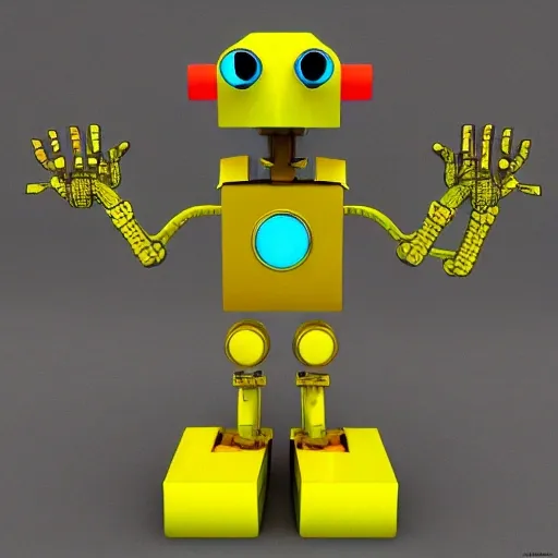 , Cartoon, 3D,
weathered yellow cyberpunk robot, Trippy, Cartoon, 3D