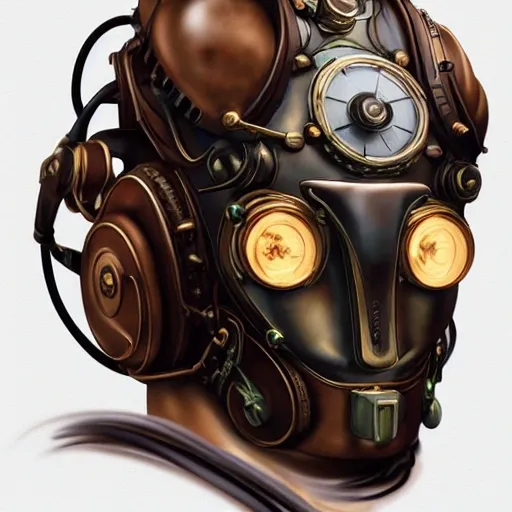 steampunk headphones fantasy art mask robot ninja stylized digital illustration sharp focus, elegant intricate digital painting artstation concept art global illumination ray tracing advanced technology chaykin howard and campionpascale and cooke darwyn and davis jack 