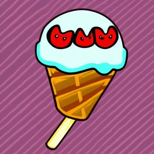 stawberry ice cream on stick, Cartoon