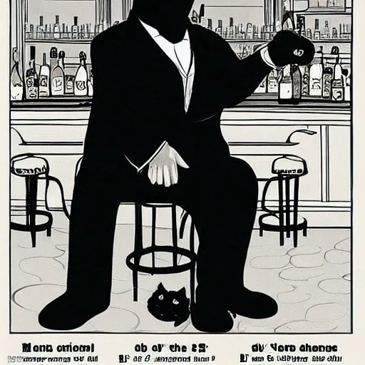 detective British shorthair cat is sitting at bar Smoking pipe, in style of noir, in style of 1920th