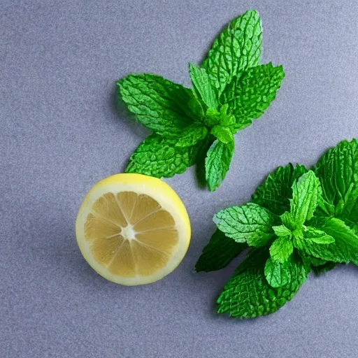 mint shampoo with fresh lemon skin background, 3D