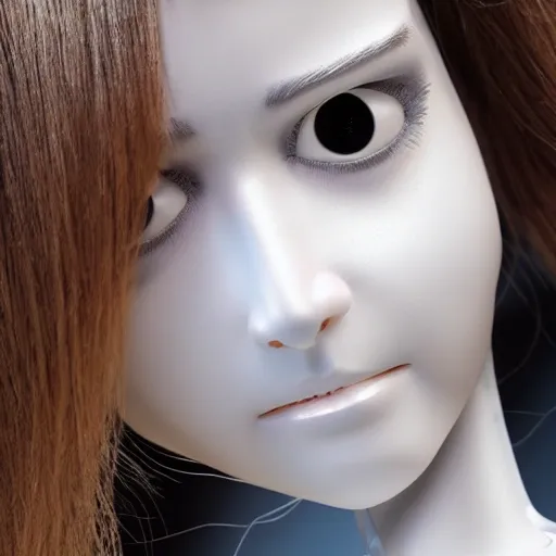 female robot white with face realistic