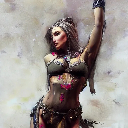 portrait full body female Russian concubine with slim curvy body painting by gaston bussiere, greg rutkowski, yoji shinkawa, yoshitaka amano, tsutomu nihei, donato giancola, tim hildebrandt, oil on canvas, trending on artstation, featured on pixiv, cinematic composition, extreme detail, metahuman creator

,(best quality:1.4), ((masterpiece)),((realistic)), (detailed),

Negative prompt: paintings, sketches, (worst quality:2.0),(normal quality:2.0), (low quality:2.0), lowres, ((monochrome)), ((grayscale))(monochrome:1.1), (shota:1.5), ((disfigured)), ((bad art)),((NSFW)), bad-hands-5,
Steps: 20, Sampler: DDIM, CFG scale: 7, Seed: 4141018083, Size: 512x768, Model hash: 32c4949218, Model: V08_V08, Denoising strength: 0.5, ENSD: 31337, Hires upscale: 2, Hires steps: 20, Hires upscaler: 4x-UltraSharp, Cartoon