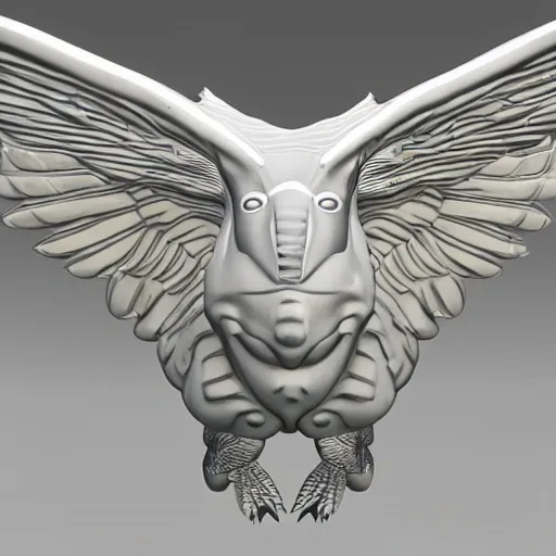 Flying tiger with wings, 3D