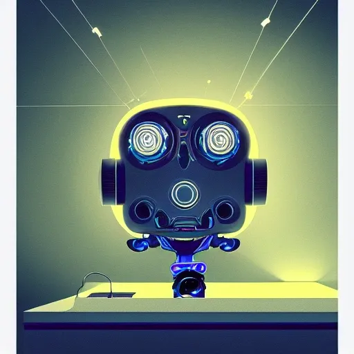 a a robotic dj  vibrant lighting, elegant, highly detailed, smooth, sharp focus, illustration, beautiful, geometric, trending on artstation, full body, cinematic, artwork by borovikovsky , Trippy,