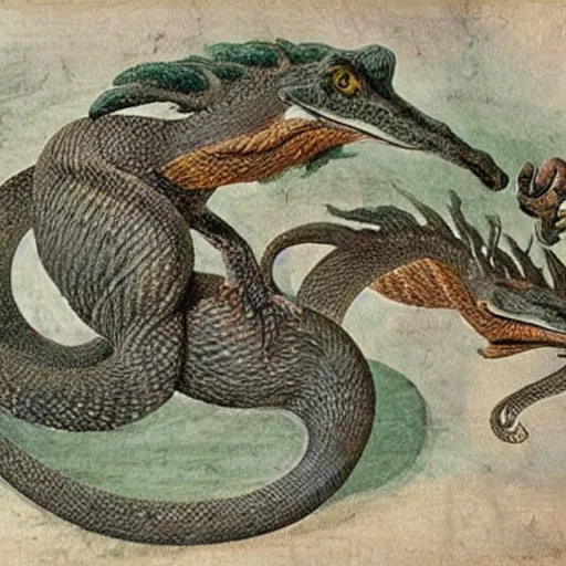 Los dragones amphitères han sido representados en una amplia variedad de formas a lo largo de la historia del arte. En algunas representaciones, se los muestra con una cabeza de serpiente y un cuerpo escamoso