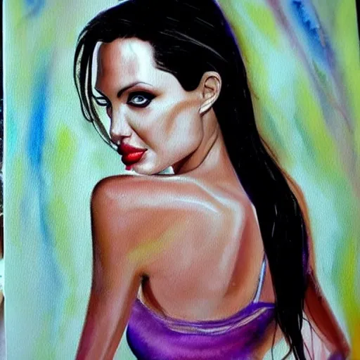 angelina jolie, Oil Painting, Water Color