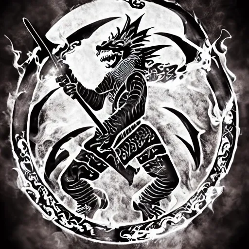 dragon_ oriental_warrior_logo_fire_smoke_rage.