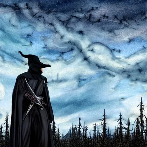 A plague doctor armed with a crossbow walking away in a burning forest, (8k, RAW photo, best quality, masterpiece:1.2), (realistic, photo-realistic:1.37), ultra-detailed,
1 man, badass, solo, detailed sky, detailed scenery