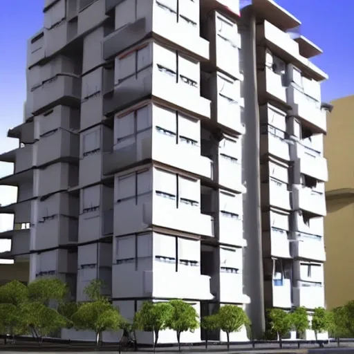 generate a 3D image of a residential building of 12 floors in Lince, city of Lima, in Peru