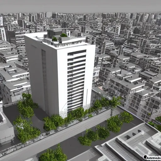 generate a 3D image of a residential building of 12 floors in San Juan de Lurigancho, city of Lima, in Peru