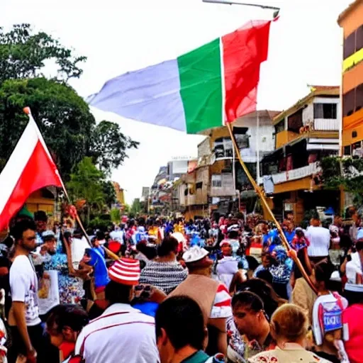 bandera de paraguay rasgada por las explosiones de la batalla