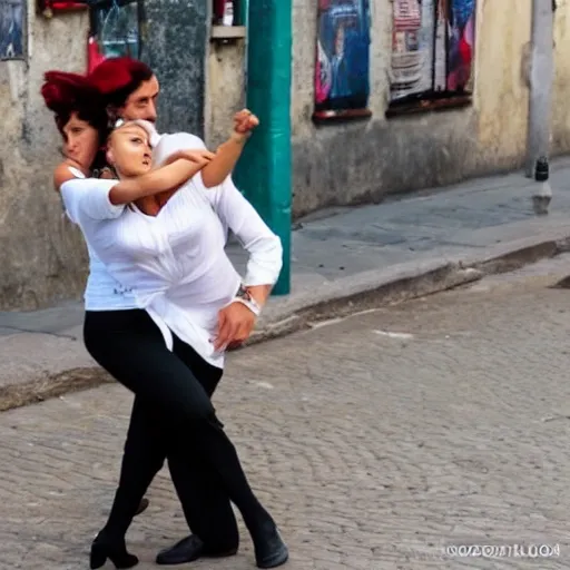 mujer bailando tango en la calle