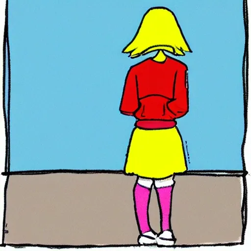 An empty and lonely girl, Cartoon