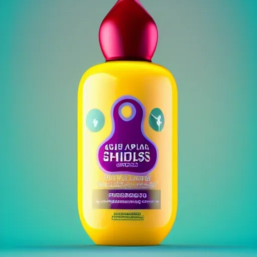 A shampoo bottle Head&Schoulders brand, lemon and mango design on the label, bright background, digital art, 3D Render, 3D