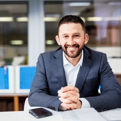 real, man, 30 years old, office worker, smile