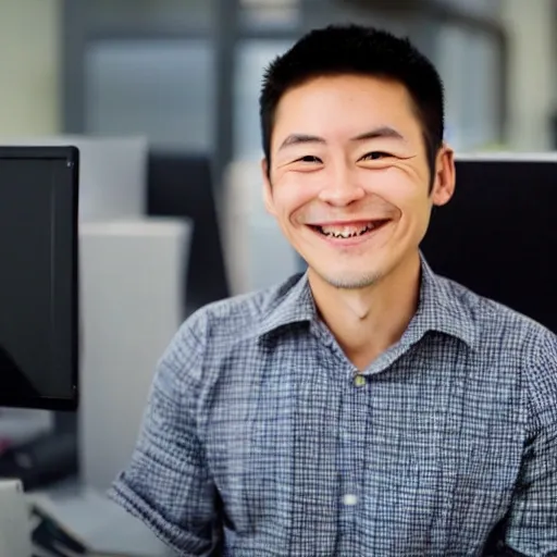 real, man, 30 years old, korean, office worker, smile