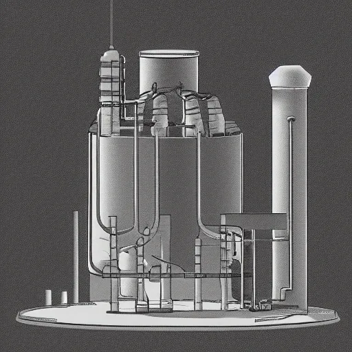 simple  sketch of a small nuclear reactor  Process