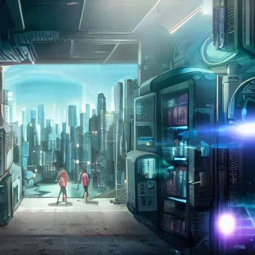 screenshot Armitage, in a Armitage movie, girl, sci-fi gun, cyberpunk cityscape, Cartoon, steps : 100 , UHD , 3D