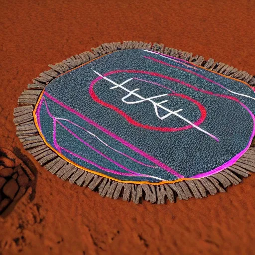 Prayer mat in the desert. 8k, 3D