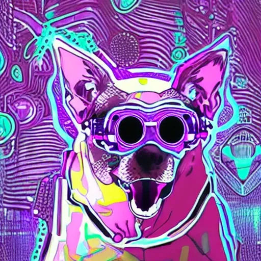 cyberpunk dog, Trippy - Arthub.ai