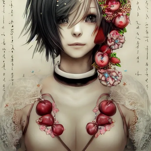 the portrait of the absurdly beautiful, graceful, elegant, gorgeous, fashionable photorealistic anime european woman made of cherries and white petals with tears, an ultrafine hyperrealistic illustration by kim jung gi, irakli nadar, intricate linework, bright colors, octopath traveler, final fantasy, unreal engine highly rendered, global illumination, radiant light, intricate environment,
Picture book 
