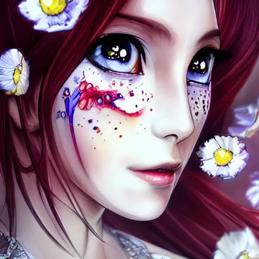the portrait of the absurdly beautiful, graceful, elegant, gorgeous, fashionable photorealistic anime european woman made of cherries and white petals with tears, an ultrafine hyperrealistic illustration by kim jung gi, irakli nadar, intricate linework, bright colors, octopath traveler, final fantasy, unreal engine highly rendered, global illumination, radiant light, intricate environment,
 , Water Color