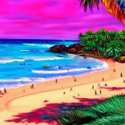 an artistic and realistic rendering of a tulum beach, magical, glowing, sparkly, vivid colors, hyper-detailed, Trippy