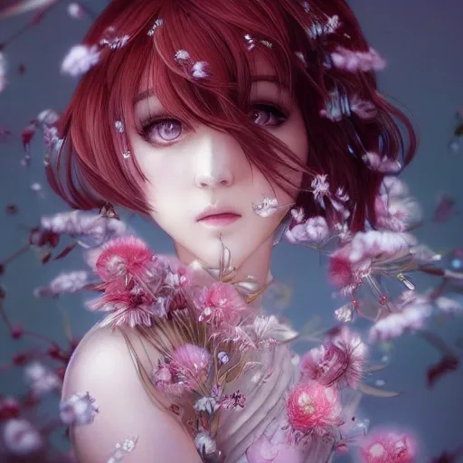 he portrait of the absurdly beautiful, graceful, elegant, gorgeous, fashionable photorealistic anime european woman made of cherries and white petals with tears, an ultrafine hyperrealistic illustration by kim jung gi, irakli nadar, intricate linework, bright colors, octopath traveler, final fantasy, unreal engine highly rendered, global illumination, radiant light, intricate environment, Cartoon