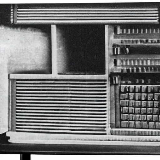 A photo showing an early computer