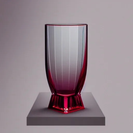 On the table stands a crystal glass with red liqueur. Faceted sides, a delicate stem for the glass, watercolor, warm colors, by greg rutkowski, iridescent accents, ray tracing, product lighting, sharp, smooth, masterpiece