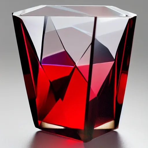 On the table stands a small crystal glass with red liqueur. Faceted sides, a delicate stem for the glass, watercolor, warm colors, by greg rutkowski, iridescent accents, ray tracing, product lighting, sharp, smooth, masterpiece