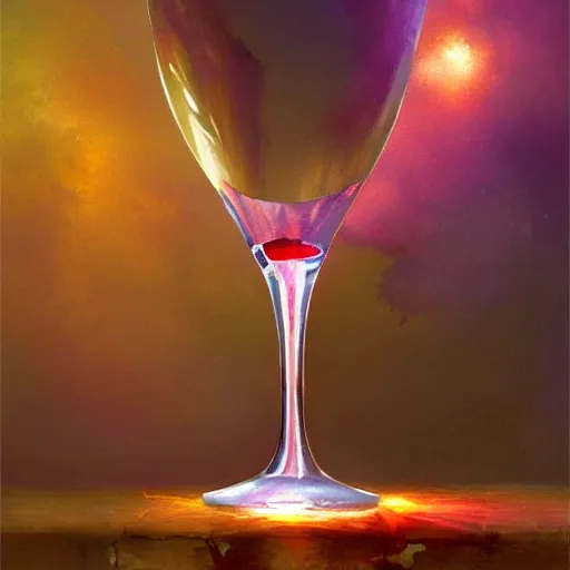 a small crystal glasses with light-red liqueur. Faceted sides, a delicate stem for the glass, watercolor, product lighting, style Anton Fadeev, thomas kinkade, greg rutkowski