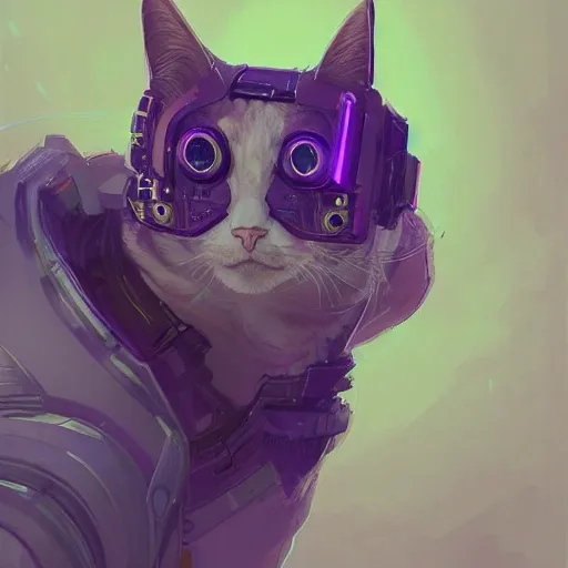 a beautiful portrait of a cute cyberpunk cat by greg rutkowski and wlop, purple blue color scheme, high key lighting, digital art, highly detailed, fine detail, intricate, ornate, complex , 3D, Pencil Sketch, 3D