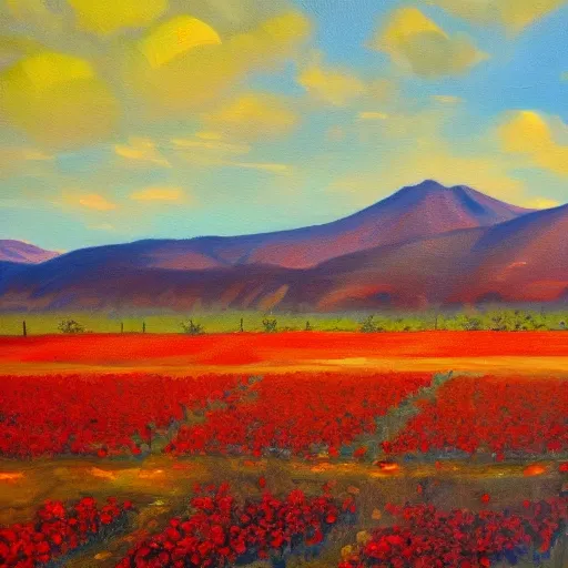 campos sur de chile, Oil Painting