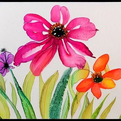 
NATURAL FLOWERS PAINTED WITH WATERCOLOR