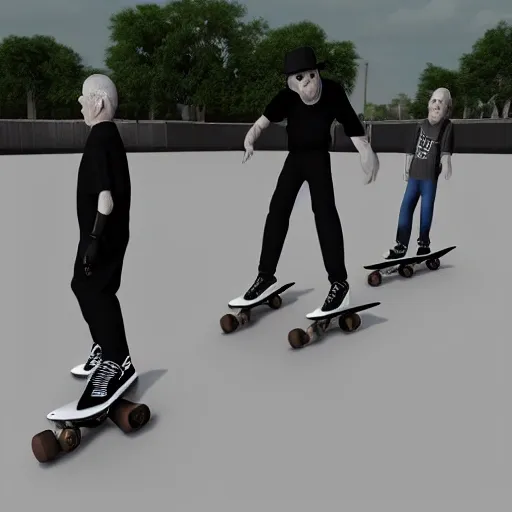 , 3D Skate inline old men goth style
