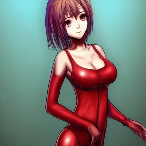 bestquality,highlydetailed,masterpiece,ultra-detailed,solo,1girl,(Delicateeyes),plugsuit,ayanami_rei,(bodysuit:1.2),
(Skin-tight leather:1.3),(light reflection:1.2),,red_eyes,solo,simple_background,pilot_suit,short_hair,blue_hair,bangs,interface_headset,turtleneck,hair_between_eyes,skinny,parted_lips,looking_at_viewer, big breasts,cleavage, (wariza),seductive smile,
<lora:koreanDollLikeness_v15:0.5>, Cartoon