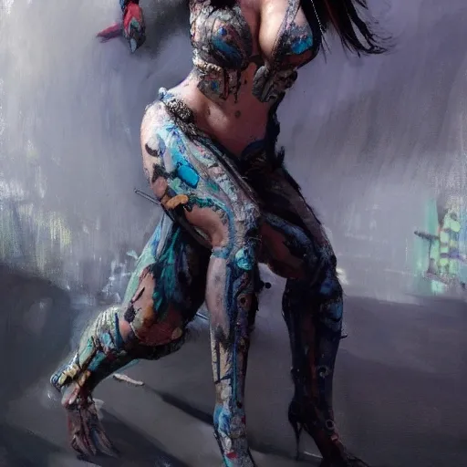 portrait full body female Russian concubine with slim curvy body painting by gaston bussiere, greg rutkowski, yoji shinkawa, yoshitaka amano, tsutomu nihei, donato giancola, tim hildebrandt, oil on canvas, trending on artstation, featured on pixiv, cinematic composition, extreme detail, metahuman creator

,(best quality:1.4), ((masterpiece)),((realistic)), (detailed),

Negative prompt: paintings, sketches, (worst quality:2.0),(normal quality:2.0), (low quality:2.0), lowres, ((monochrome)), ((grayscale))(monochrome:1.1), (shota:1.5), ((disfigured)), ((bad art)),((NSFW)), bad-hands-5,
Steps: 20, Sampler: DDIM, CFG scale: 7, Seed: 4141018083, Size: 512x768, Model hash: 32c4949218, Model: V08_V08, Denoising strength: 0.5, ENSD: 31337, Hires upscale: 2, Hires steps: 20, Hires upscaler: 4x-UltraSharp