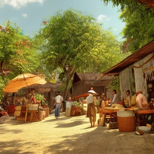 a traditional filipino town fiesta on a small village on the Province. a terrace in the shade of a hundred-year-old acasia tree; a friendly atmosphere around vendor and rose wine. dolce vita. unreal engine rendering, hyper-realist, ultra-detailed, oil painting, warm colors, happy,  Da Vinci, style of Garri Bardin --ar 2:3
Steps: 20, Hires upscale: 2, Hires steps: 15, Hires upscaler: 4x-UltraSharp