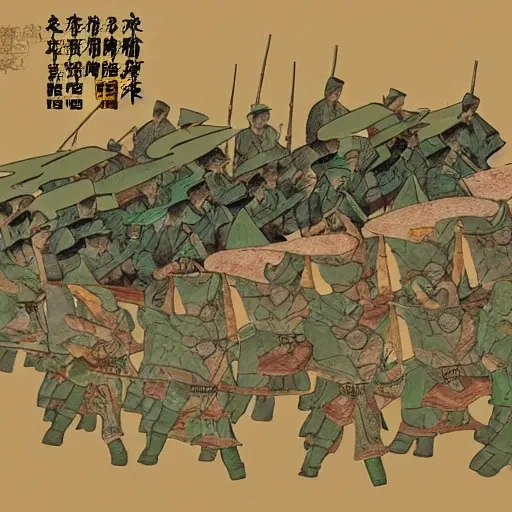 Land warfare of the Eight Banners Army in the Qing Dynasty, 3D, Cartoon, Water Color