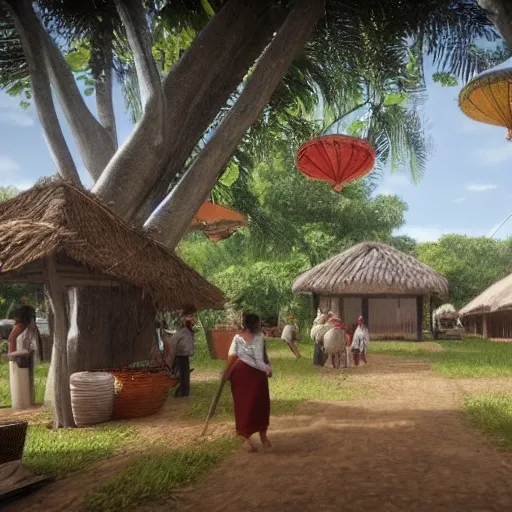 a traditional filipino town fiesta on a small village on the Province. a church in the shade of a hundred-year-old acasia tree; a friendly atmosphere around vendor and gumamela. Coconut Tree. unreal engine rendering, hyper-realist, ultra-detailed, oil painting, warm colors, happy,  Da Vinci, style of bougerreau --ar 2:3
Steps: 20, Hires upscale: 2, Hires steps: 15, Hires upscaler: 4x-UltraSharp
