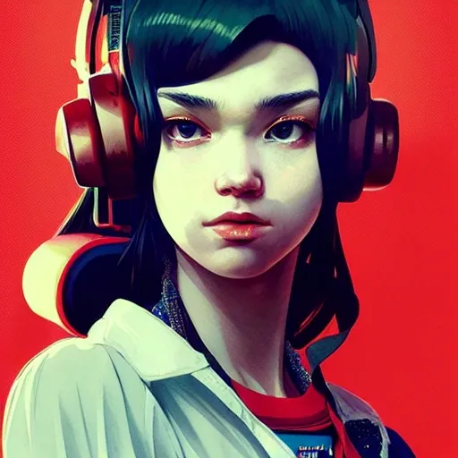 Grimes rendered in Cinema 4D, crimson, sitting position, fine details. anime. realistic shaded lighting poster by ilya kuvshinov katsuhiro otomo ghost, medical illustration, detailed concept art by Greg Rutkowski and Norman Rockwell and Sky Sewa, Tristan Eaton