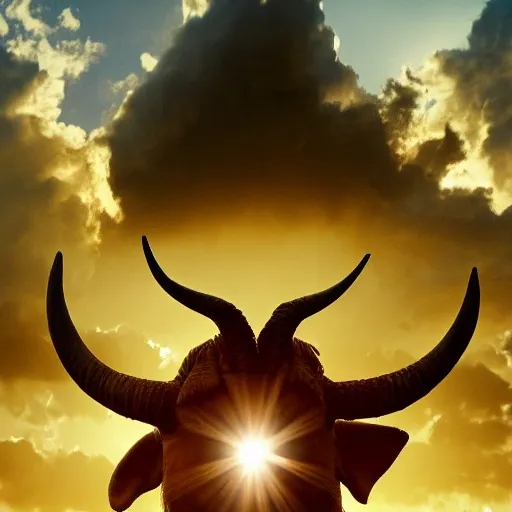 the sun rises between the horns of the satan