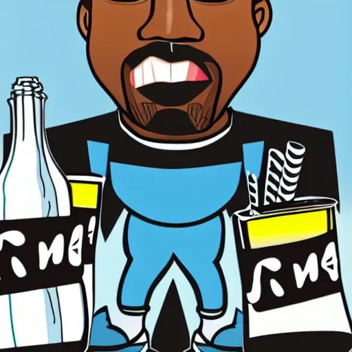  Cartoon, kanye west holding a milshake, ultrarealistic